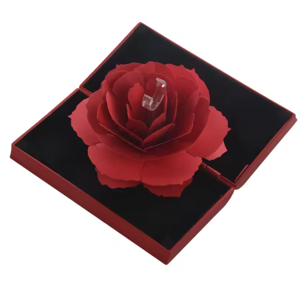 Unique Pop Up Rose Ring Box Surprise Jewelry Storage Holder