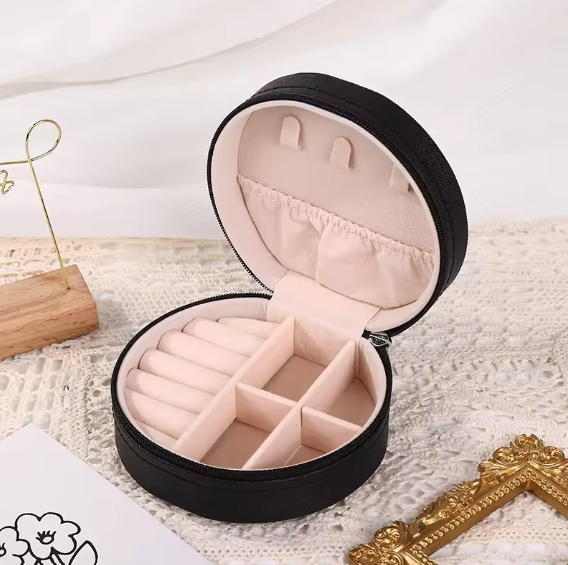 Round Jewelry Box & Organizer Portable