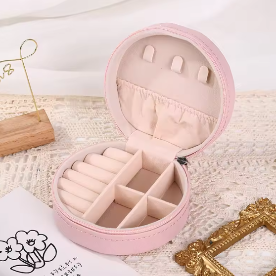 Round Jewelry Box & Organizer Portable