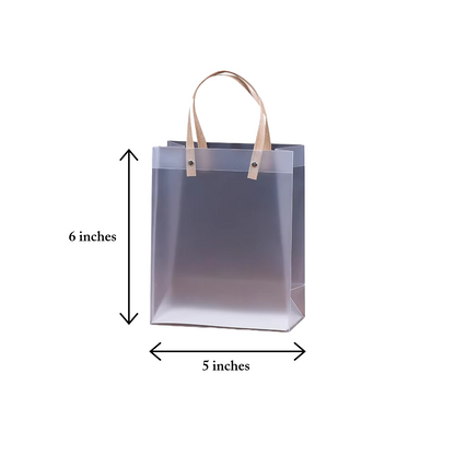 FROSTED LUXE TRANSPARENT GIFT BAGS WITH NATURAL HANDLES