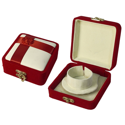 Leather & Velvet Red Flower Jewelry Boxes