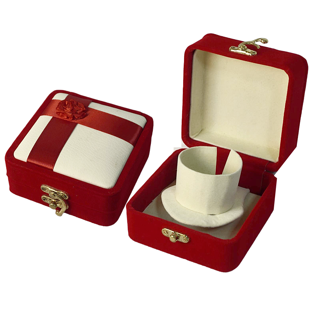 Leather & Velvet Red Flower Jewelry Boxes