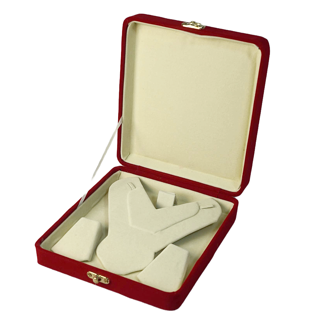Leather & Velvet Red Flower Jewelry Boxes