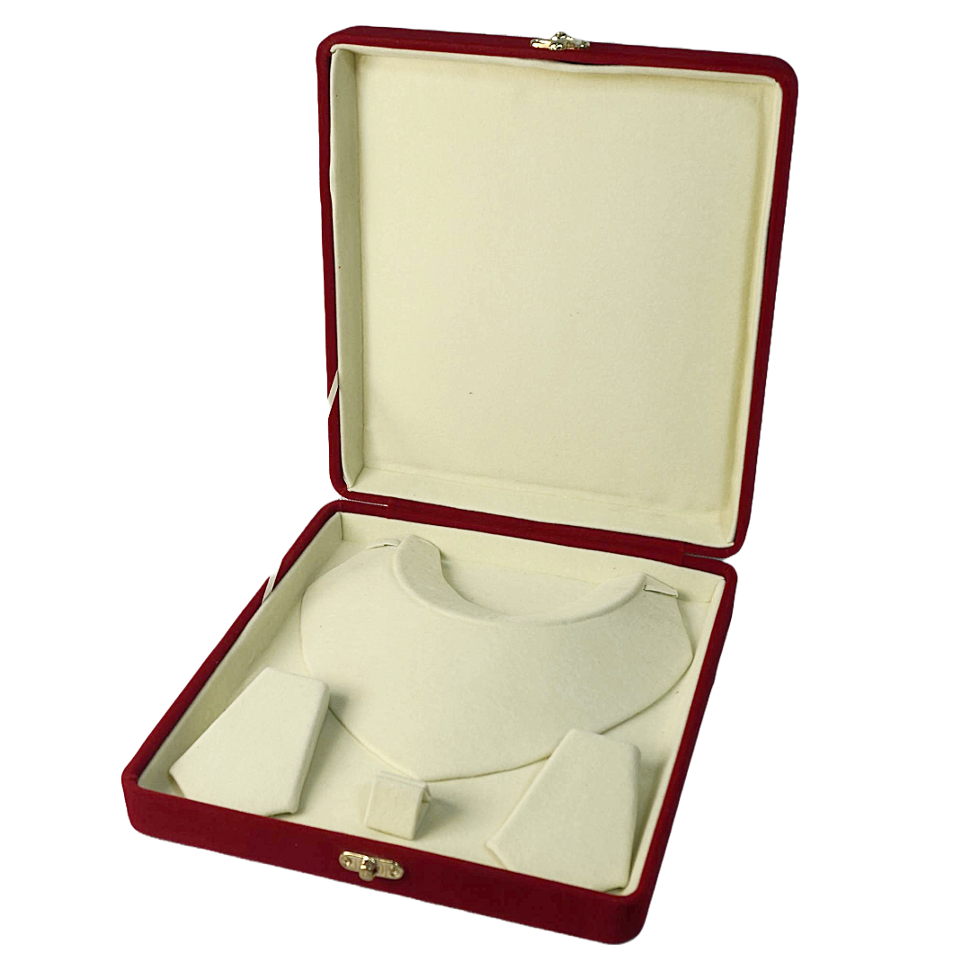 Leather & Velvet Red Flower Jewelry Boxes