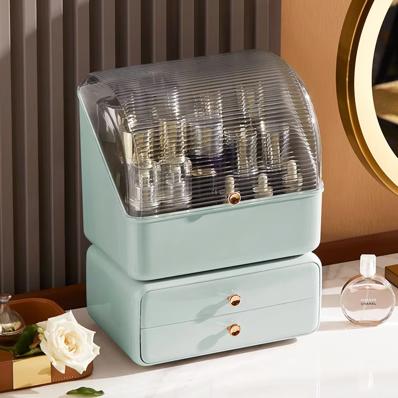 Dressing Table Makeup Organizer Desktop Dustproof Drawer Storage Box