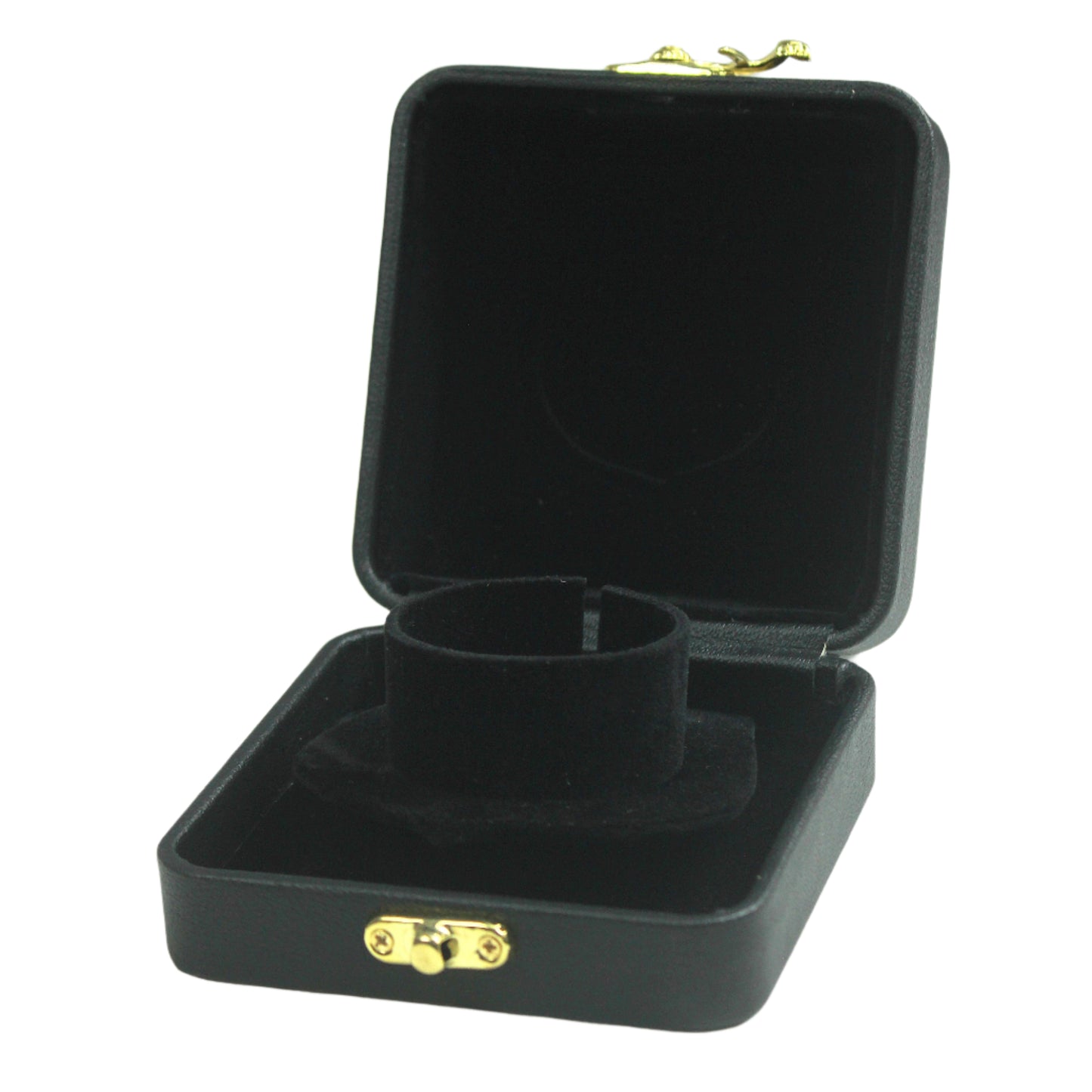 Black Leather Stitched Top Jewelry Boxes