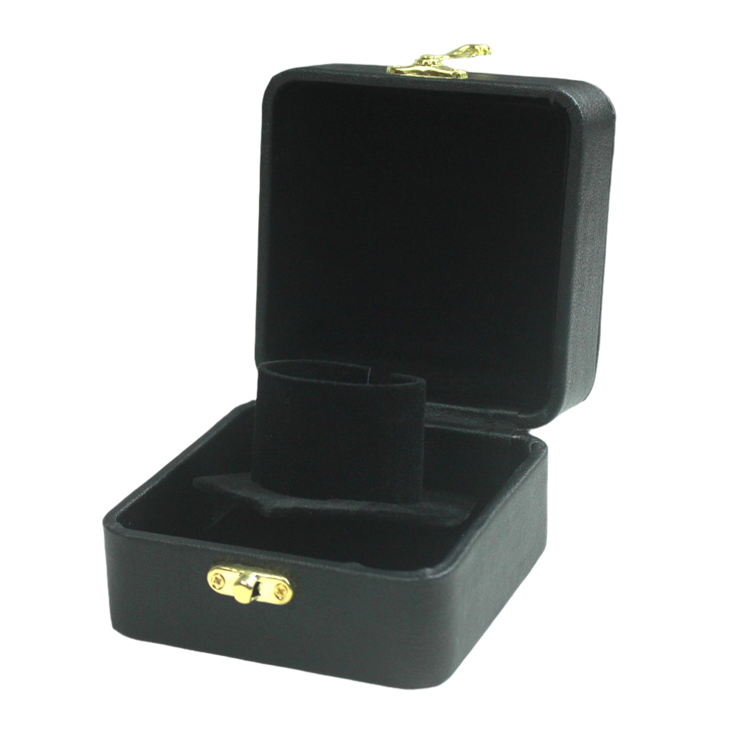Black Leather Stitched Top Jewelry Boxes