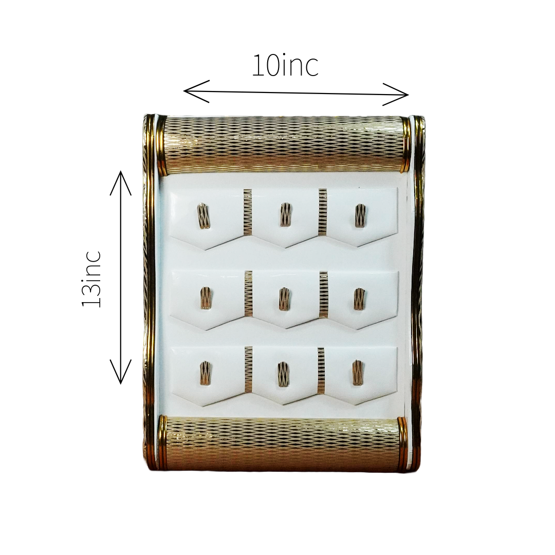 White Pattern Golden Edge Plan jewellery Tray