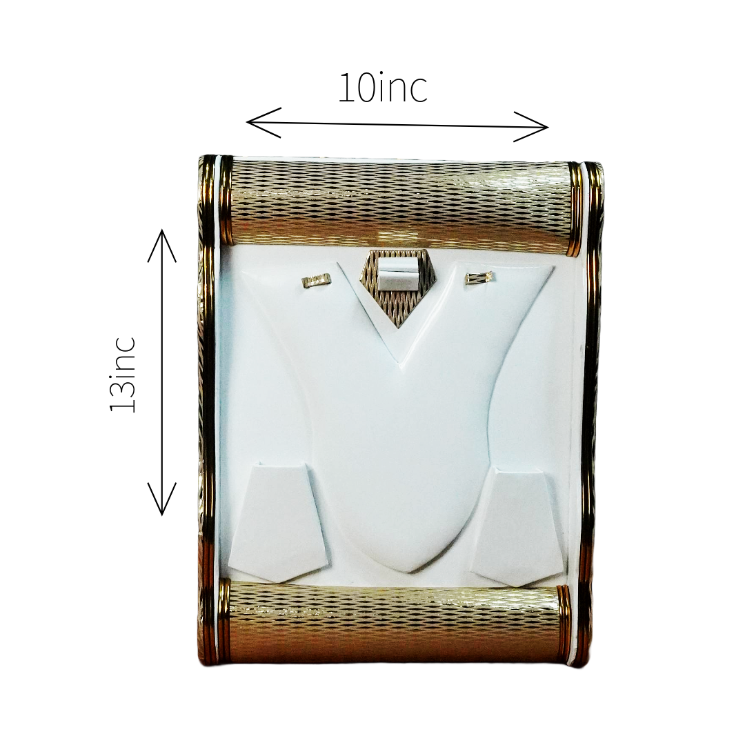 White Pattern Golden Edge Plan jewellery Tray