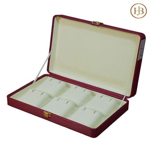 6 Slots  Prestige Mehroon Leather Jewellery Display Box