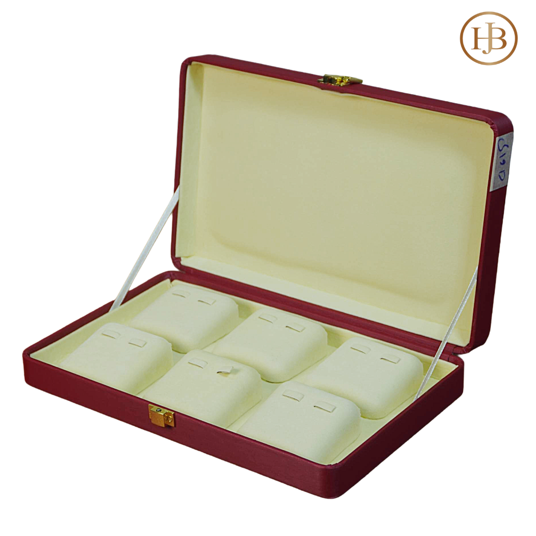 6 Slots  Prestige Mehroon Leather Jewellery Display Box