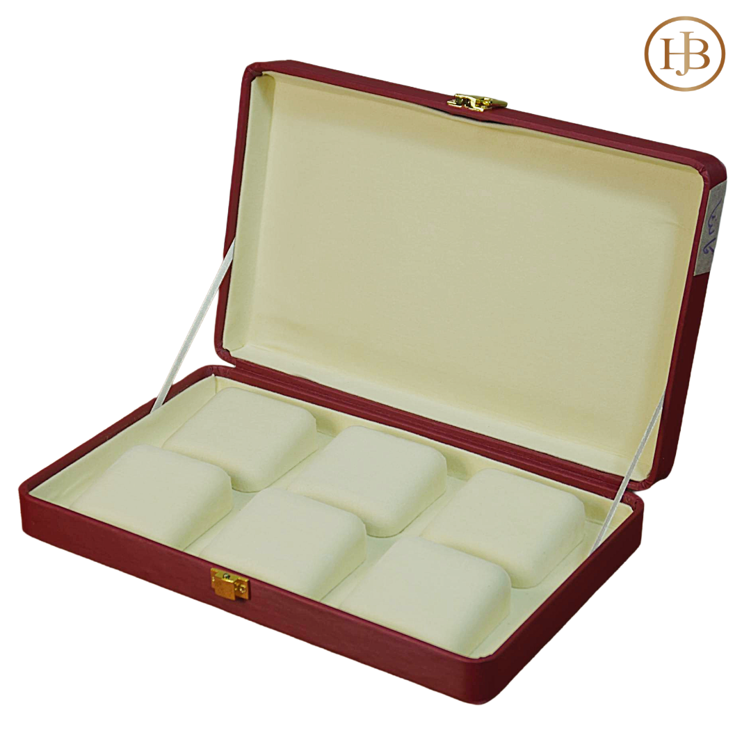 6 Slots  Prestige Mehroon Leather Jewellery Display Box