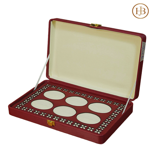 6 Slots  Prestige Mehroon Leather Jewellery Display Box