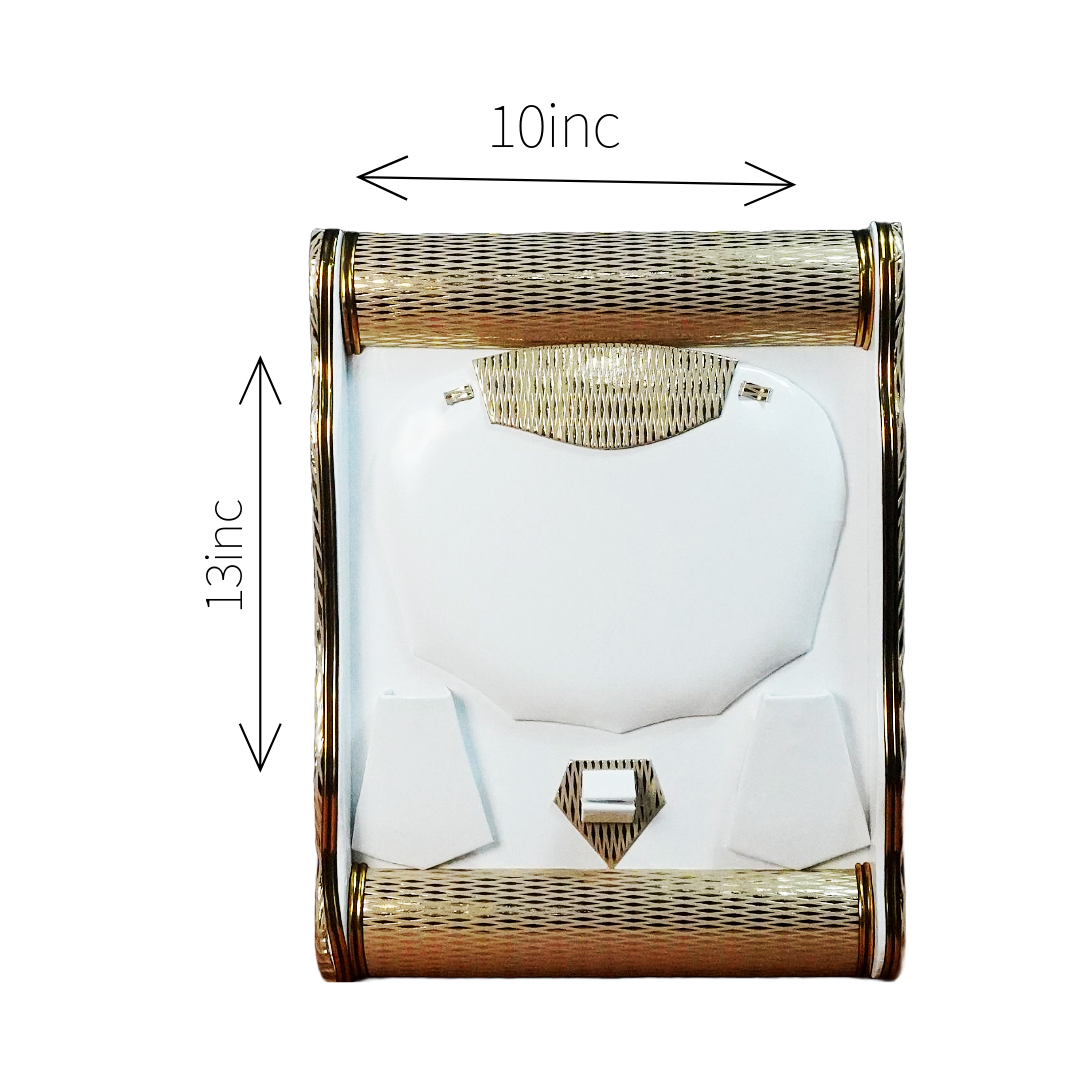White Pattern Golden Edge Plan jewellery Tray