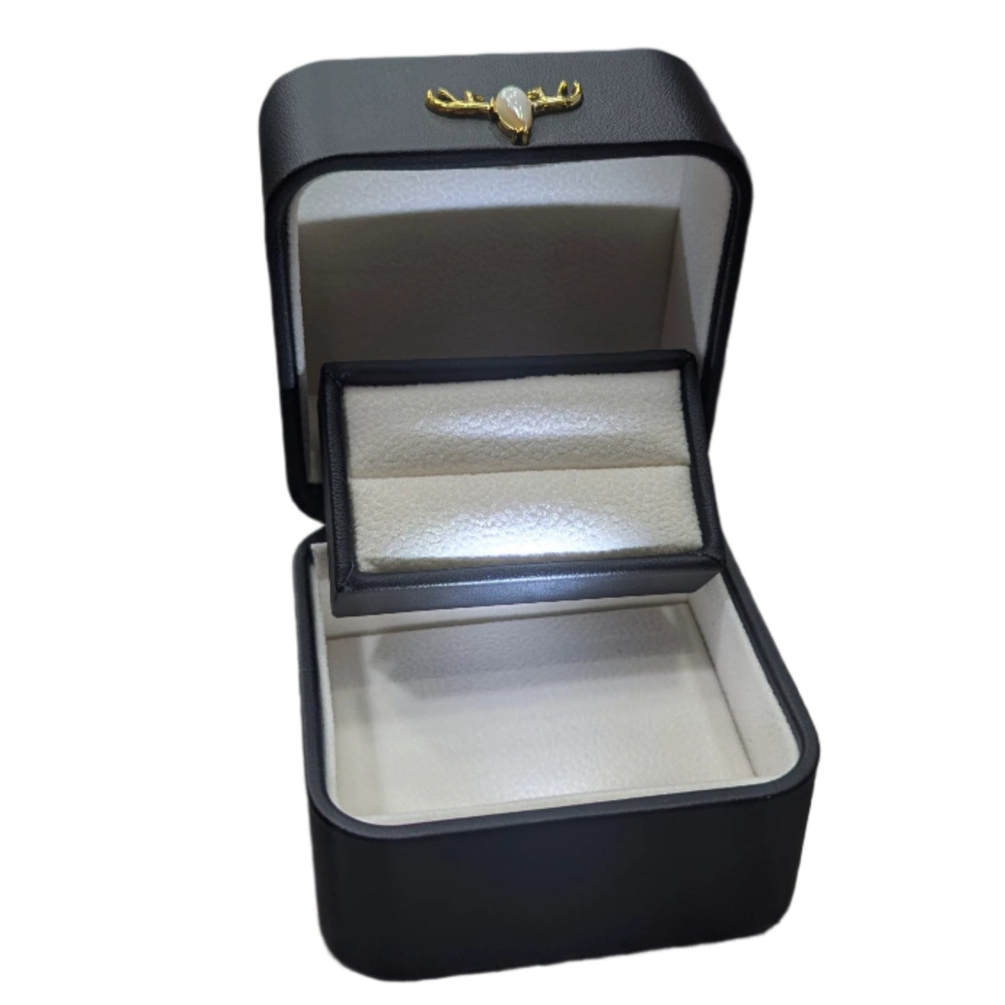 Imported Ladies & Gents Antler Luxe Ring Case (with LED Light)