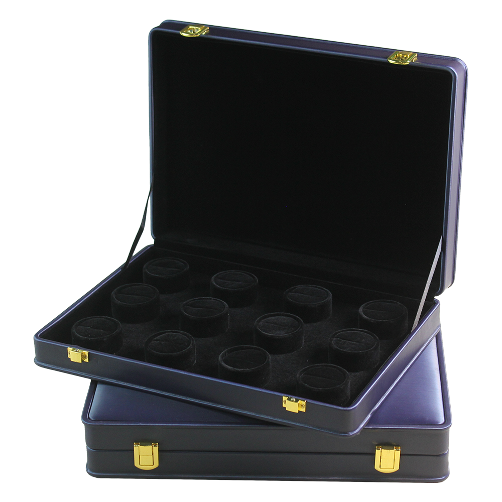 Blue Leatherette 16pcs Rings Stock Boxes