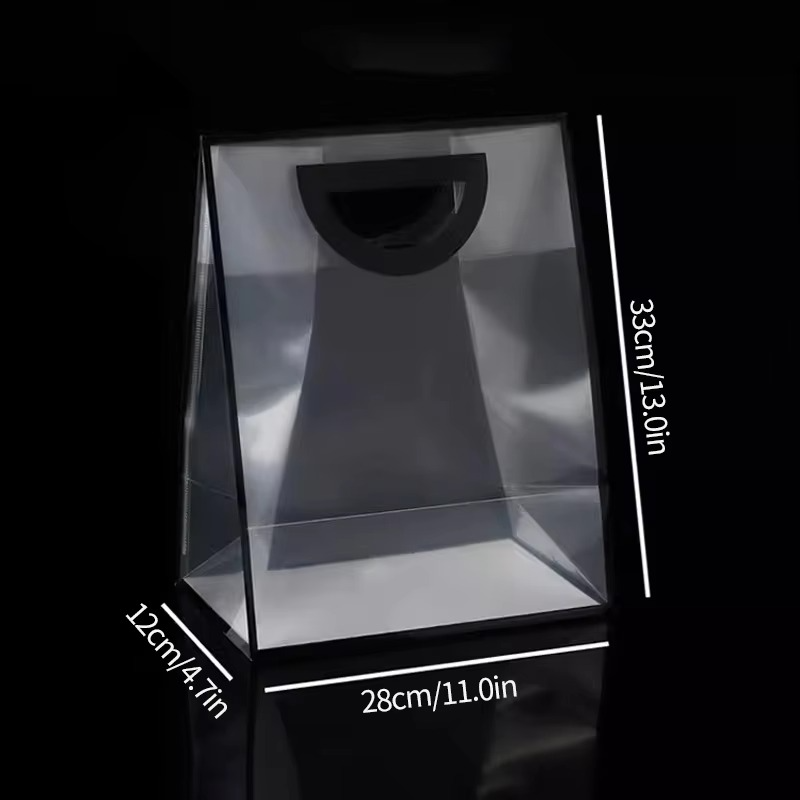 Luxury Transparent PVC Gift Bags with Colored Edges – Multipurpose Hand-Carry Packaging