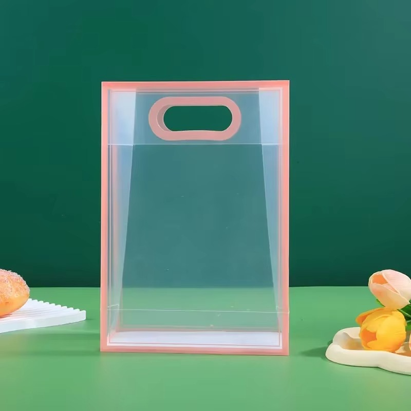 Luxury Transparent PVC Gift Bags with Colored Edges – Multipurpose Hand-Carry Packaging