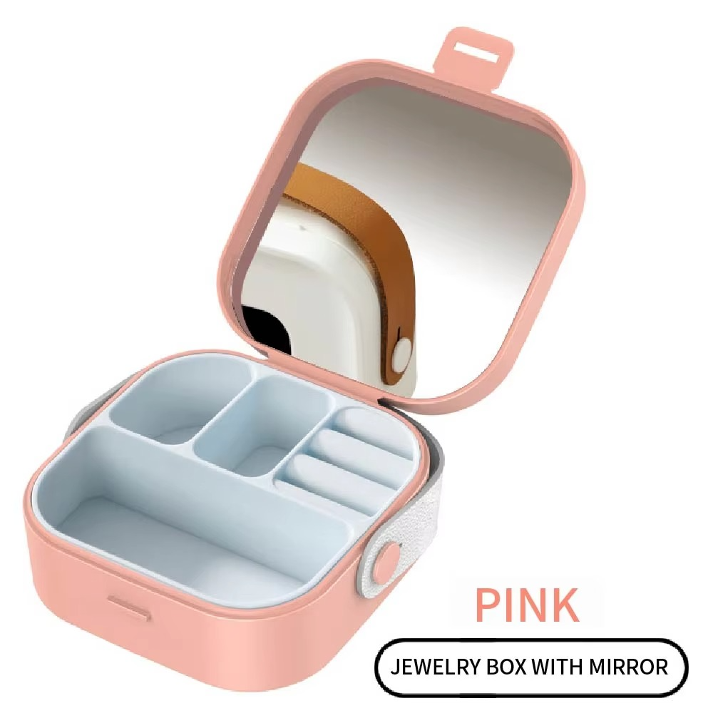 Multi Color Square Mini Jewelry Organizer With Mirror