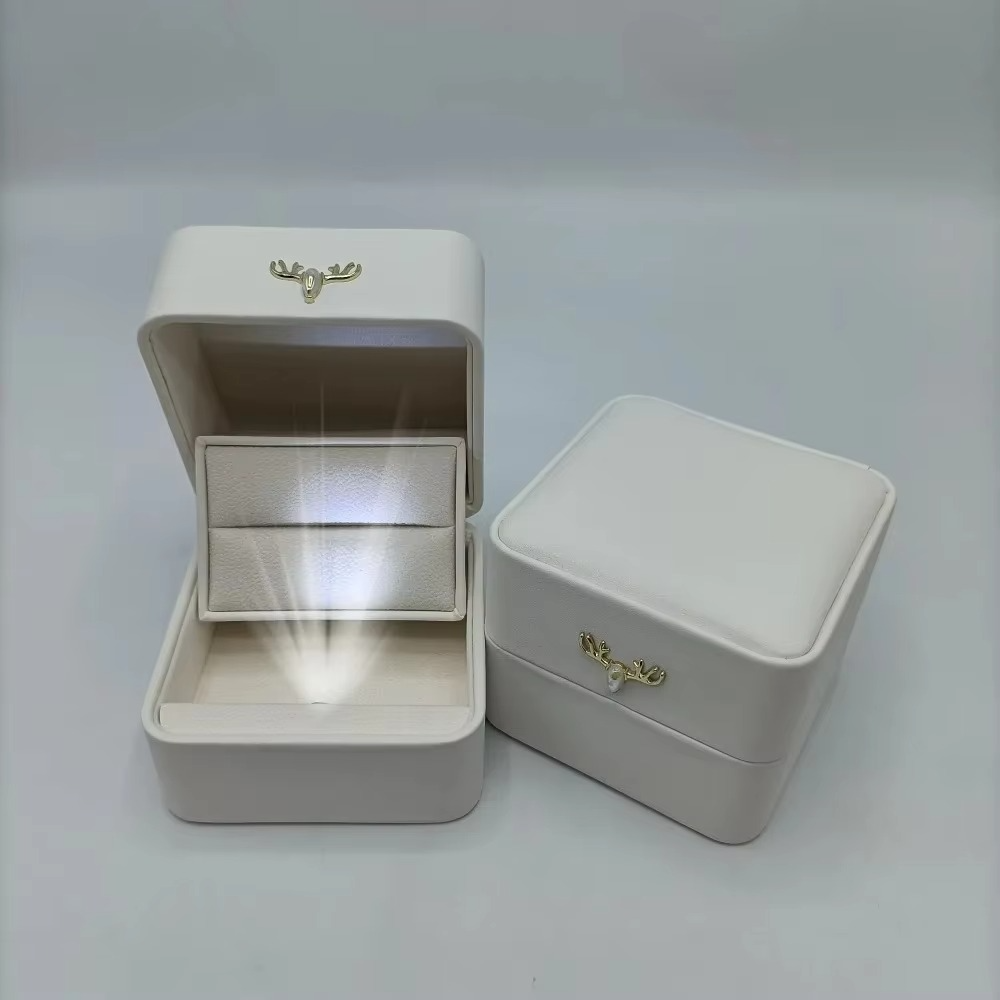 Imported Ladies & Gents Antler Luxe Ring Case (with LED Light)