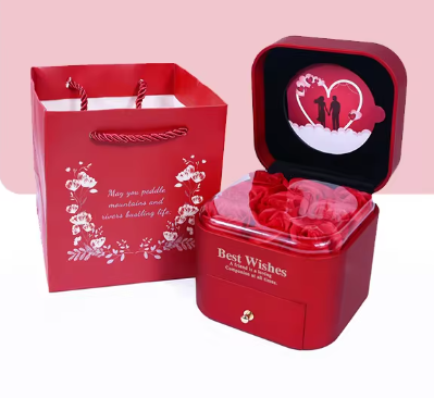 Luxury Gift Box Ring Earring Necklaces Organizer Jewelry Gift Packaging Romantic Eternal Rose Flower