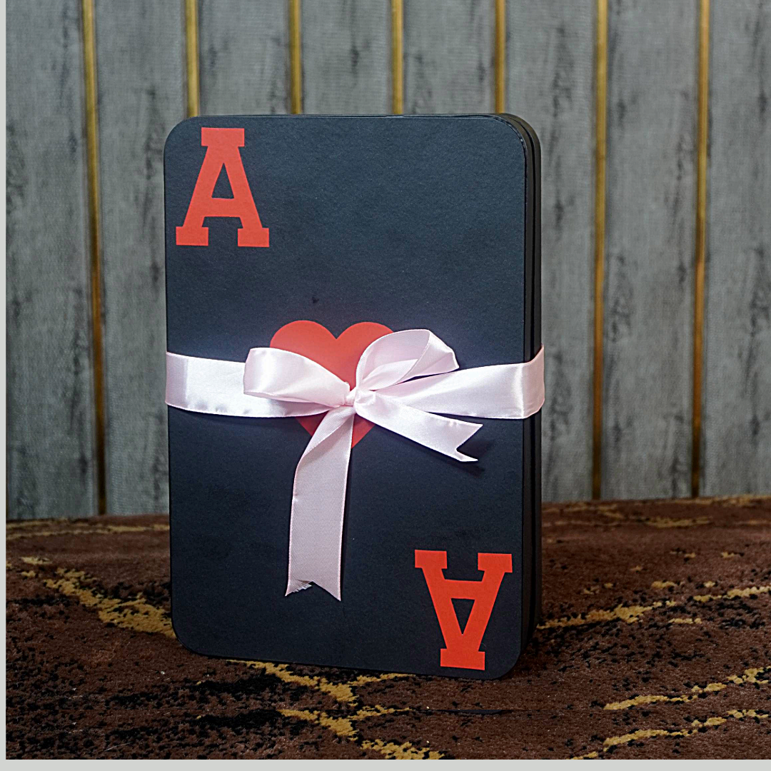 Ace of Hearts Premium Gift Box – Elegant Playing Card-Inspired Packaging with Ribbon Closure