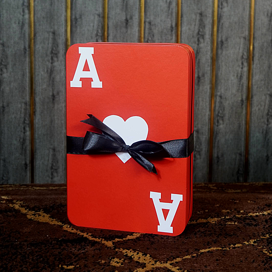 Ace of Hearts Premium Gift Box – Elegant Playing Card-Inspired Packaging with Ribbon Closure