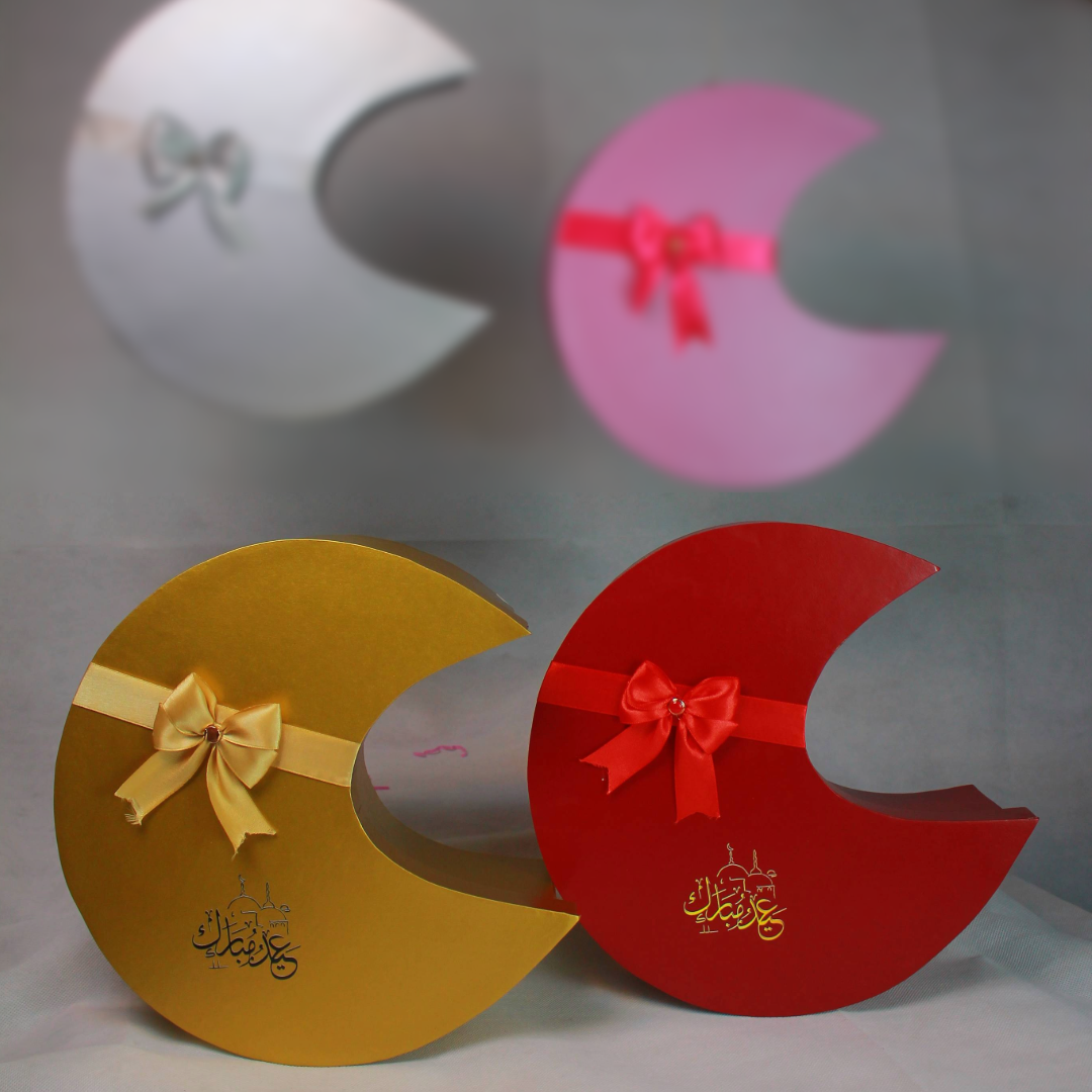 Elegant Chand Shape Eid Mubarak Gift Box