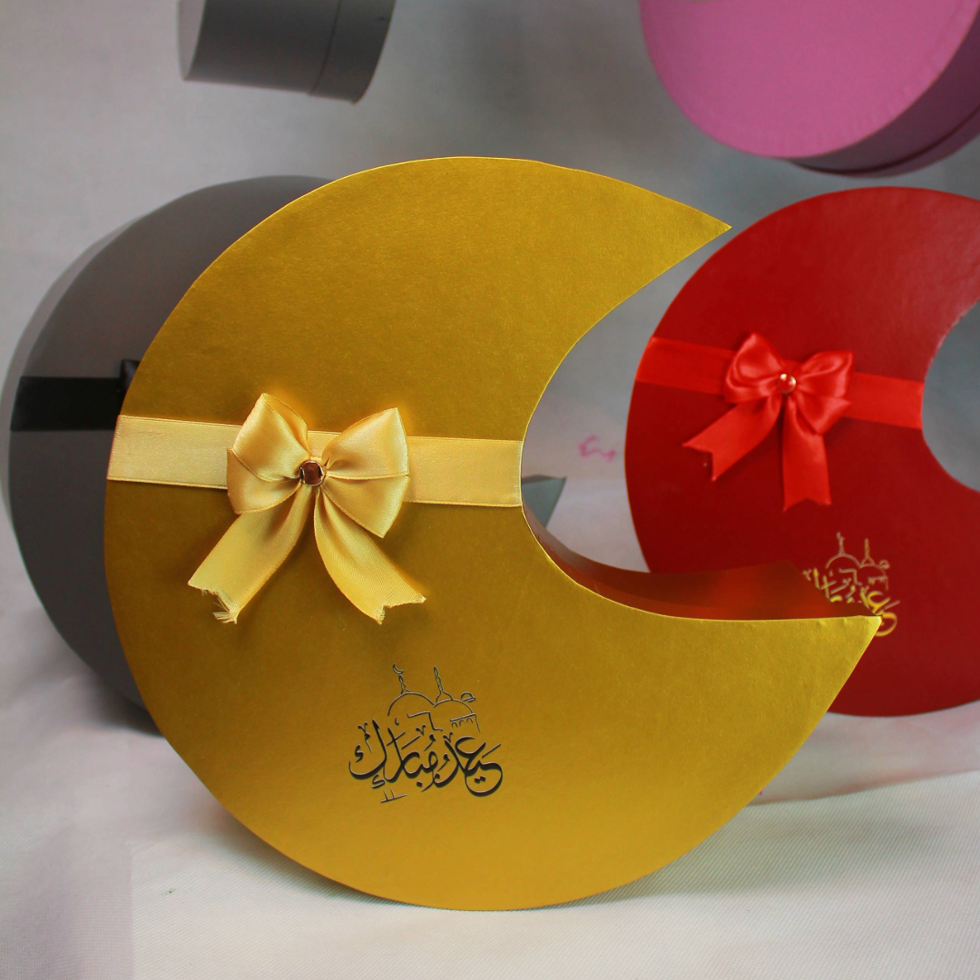 Elegant Chand Shape Eid Mubarak Gift Box