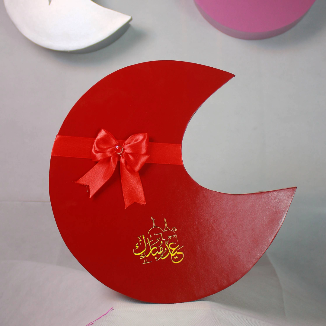 Elegant Chand Shape Eid Mubarak Gift Box