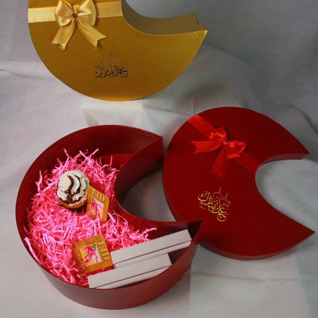 Elegant Chand Shape Eid Mubarak Gift Box