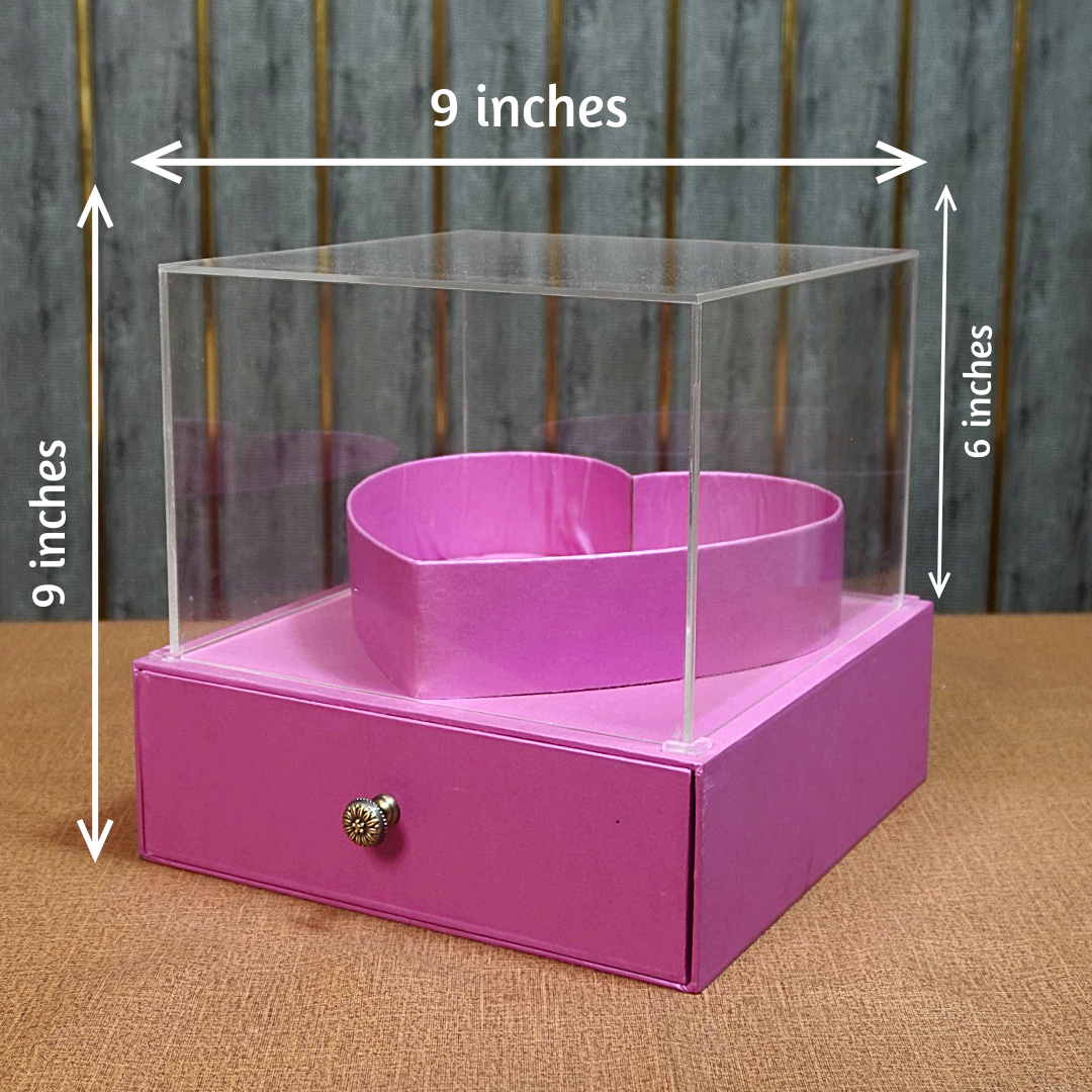 Acrylic Lid Heart with Drawer Chocolate & Gift Box