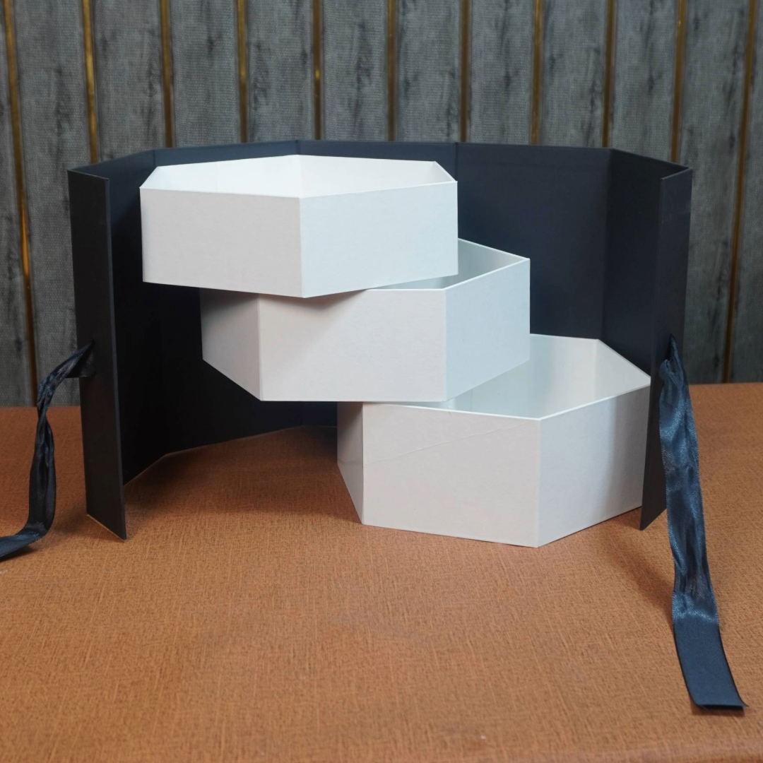 Hexagonal Rotating 3 Shelves Gift Box