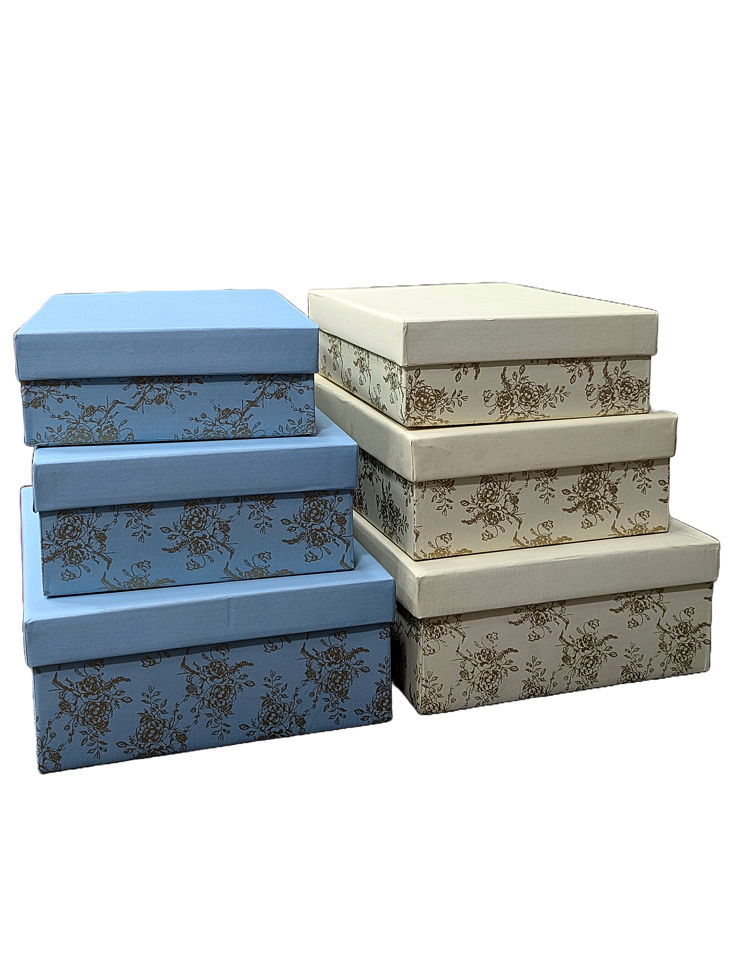 Top Bottom 3pcs Set Cardboard Box with Flower Design (Large)