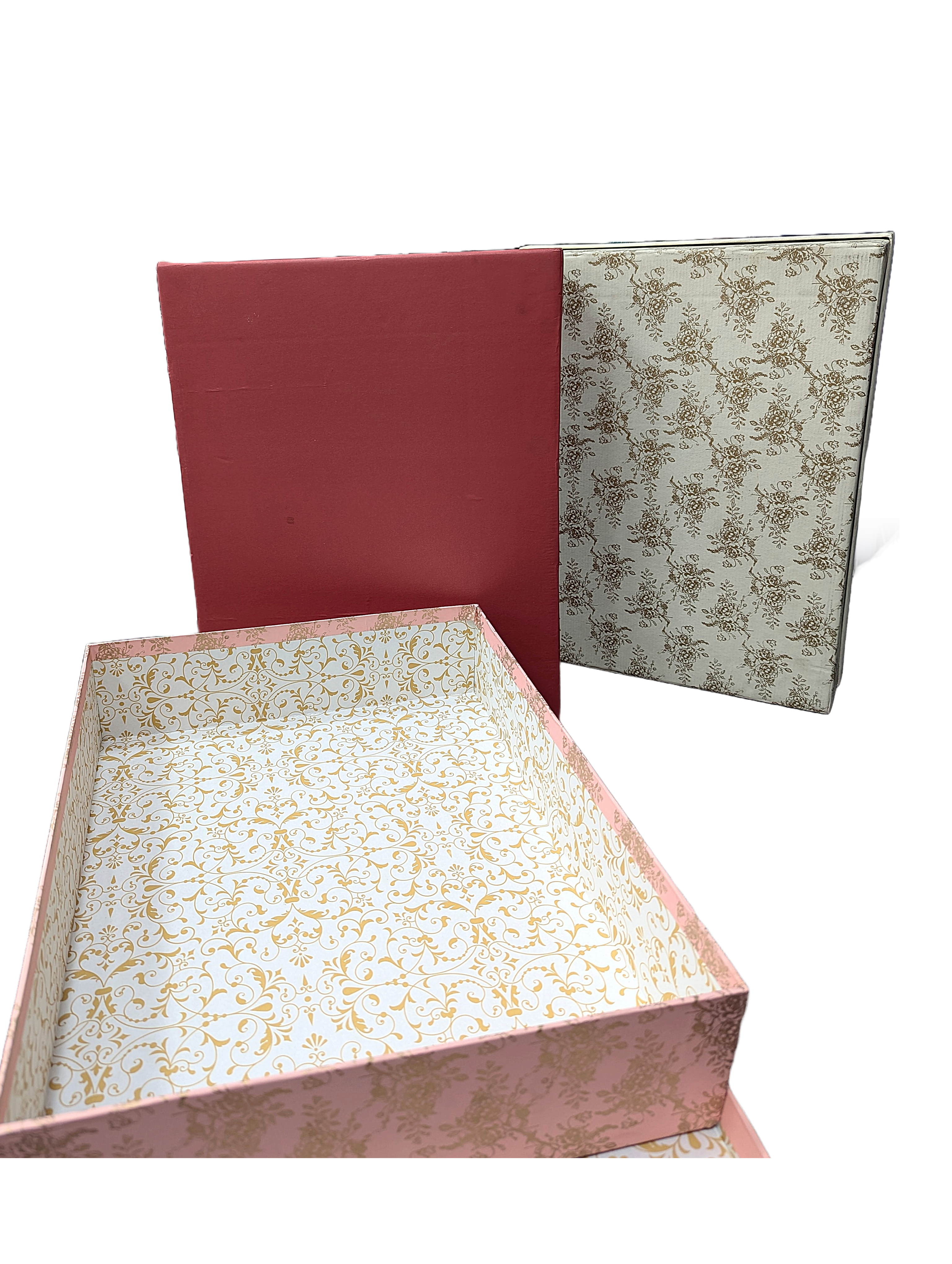 Top Bottom Cardboard Gift Box with Flower Design