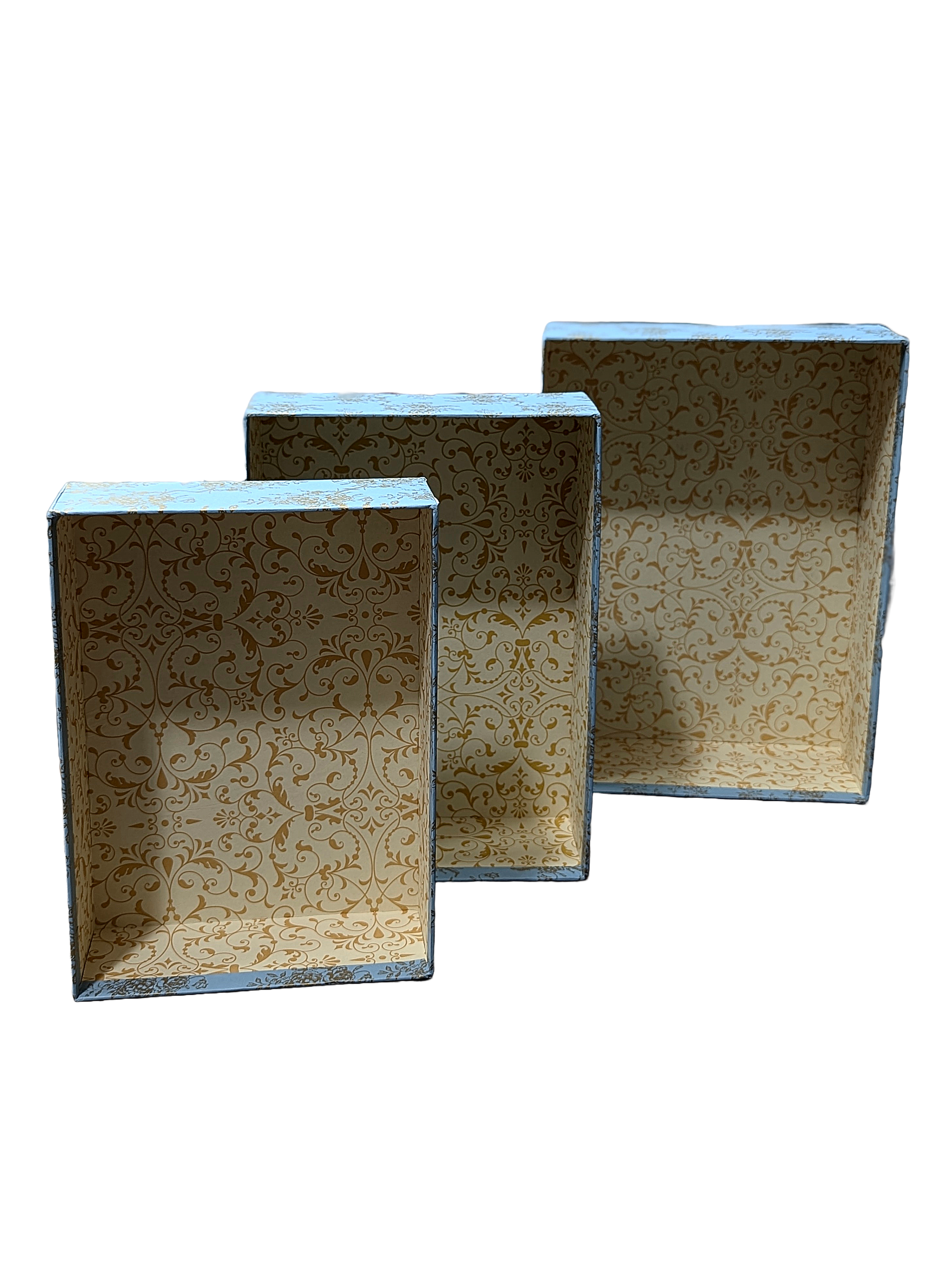 Top Bottom 3pcs Set Cardboard Box with Flower Design (Large)