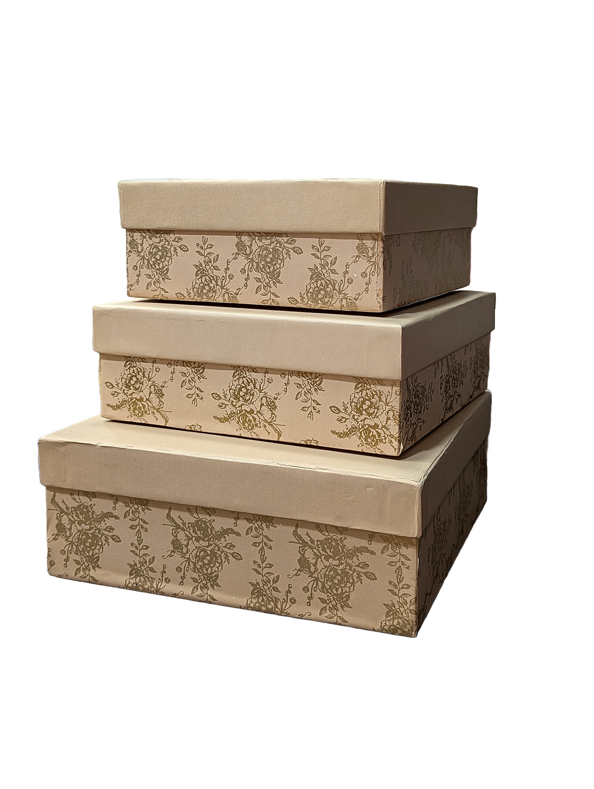 Top Bottom 3pcs Set Cardboard Box with Flower Design (Square)