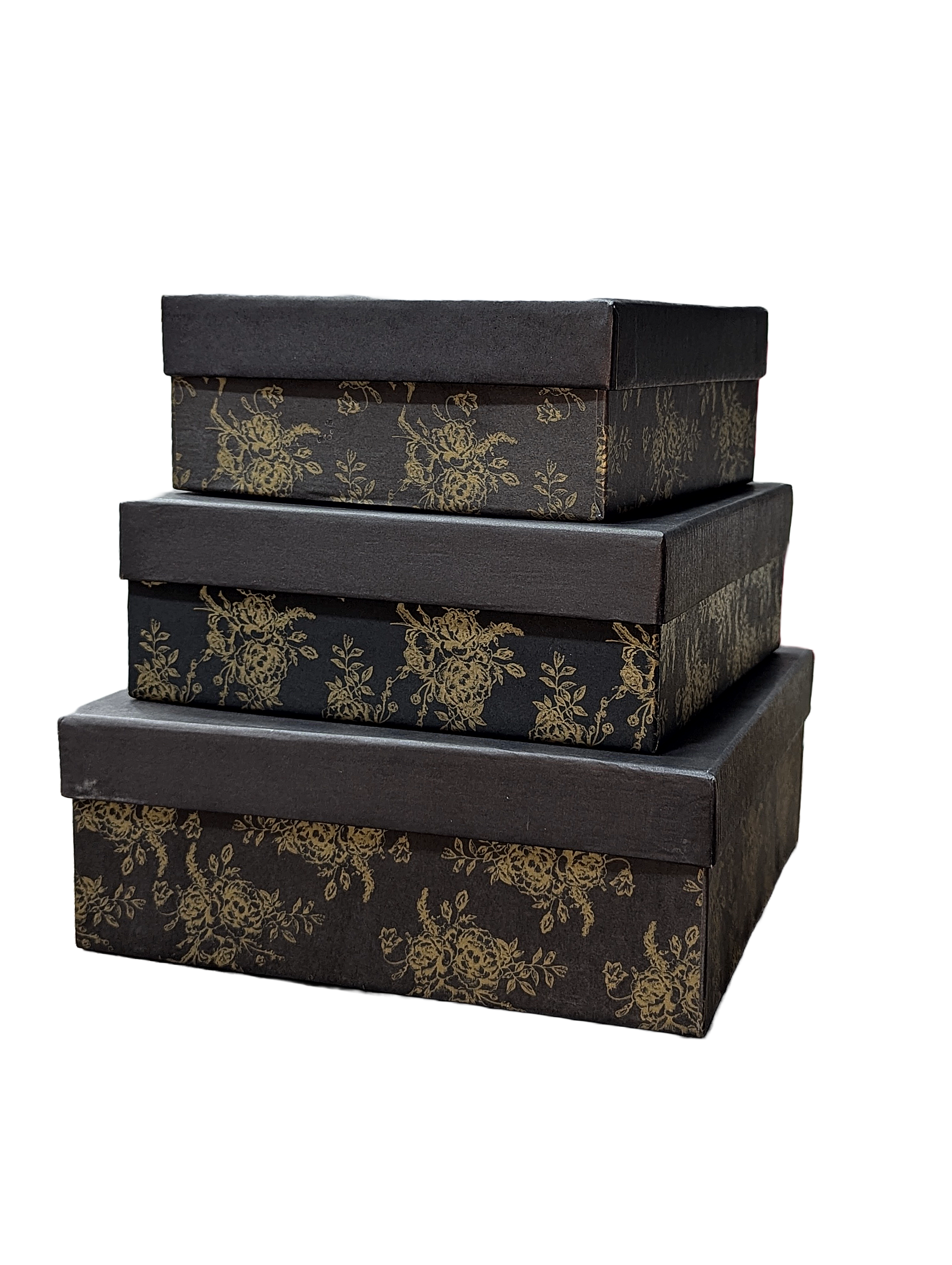 Top Bottom 3pcs Set Cardboard Box with Flower Design (Square)