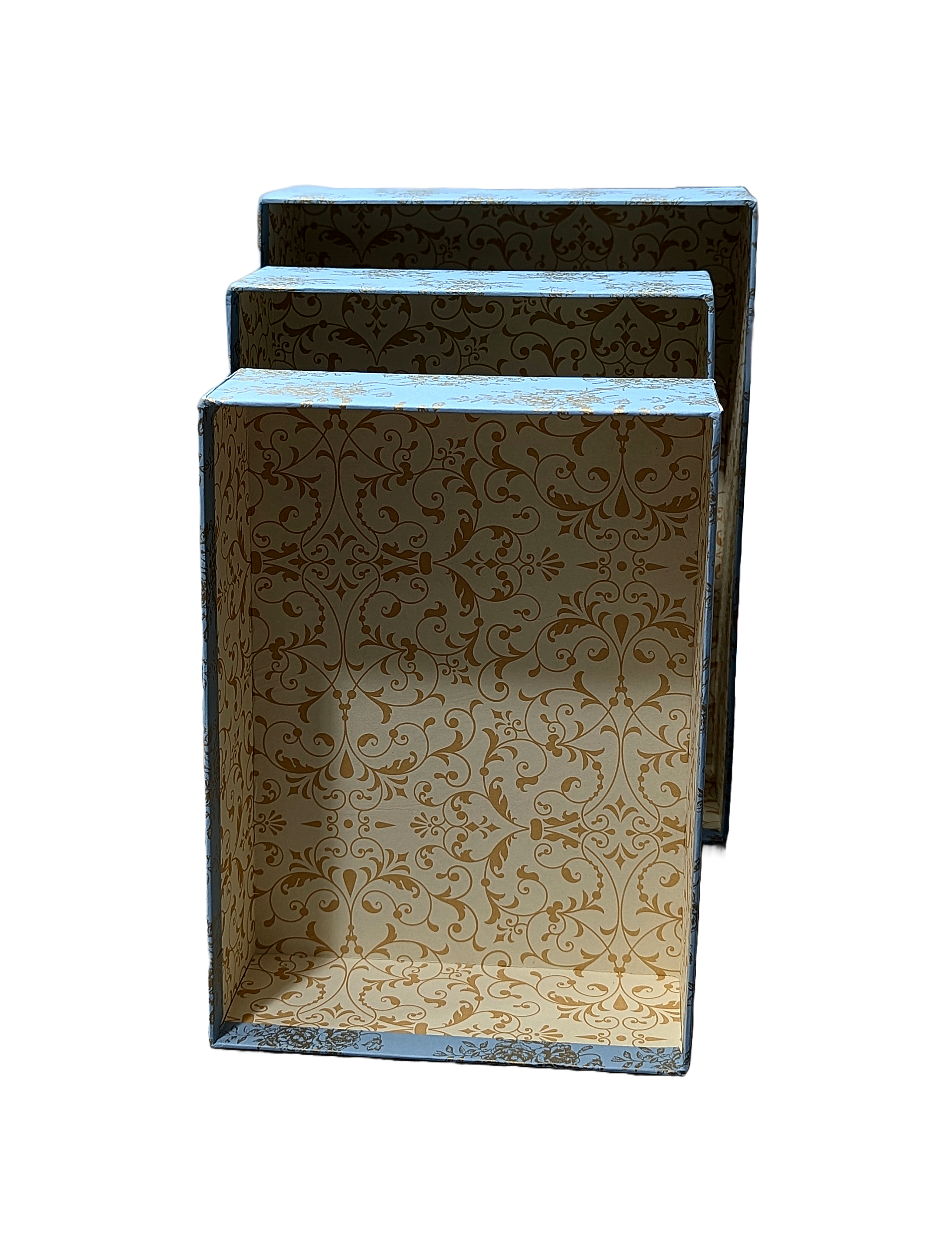 Top Bottom 3pcs Set Cardboard Box with Flower Design (Large)