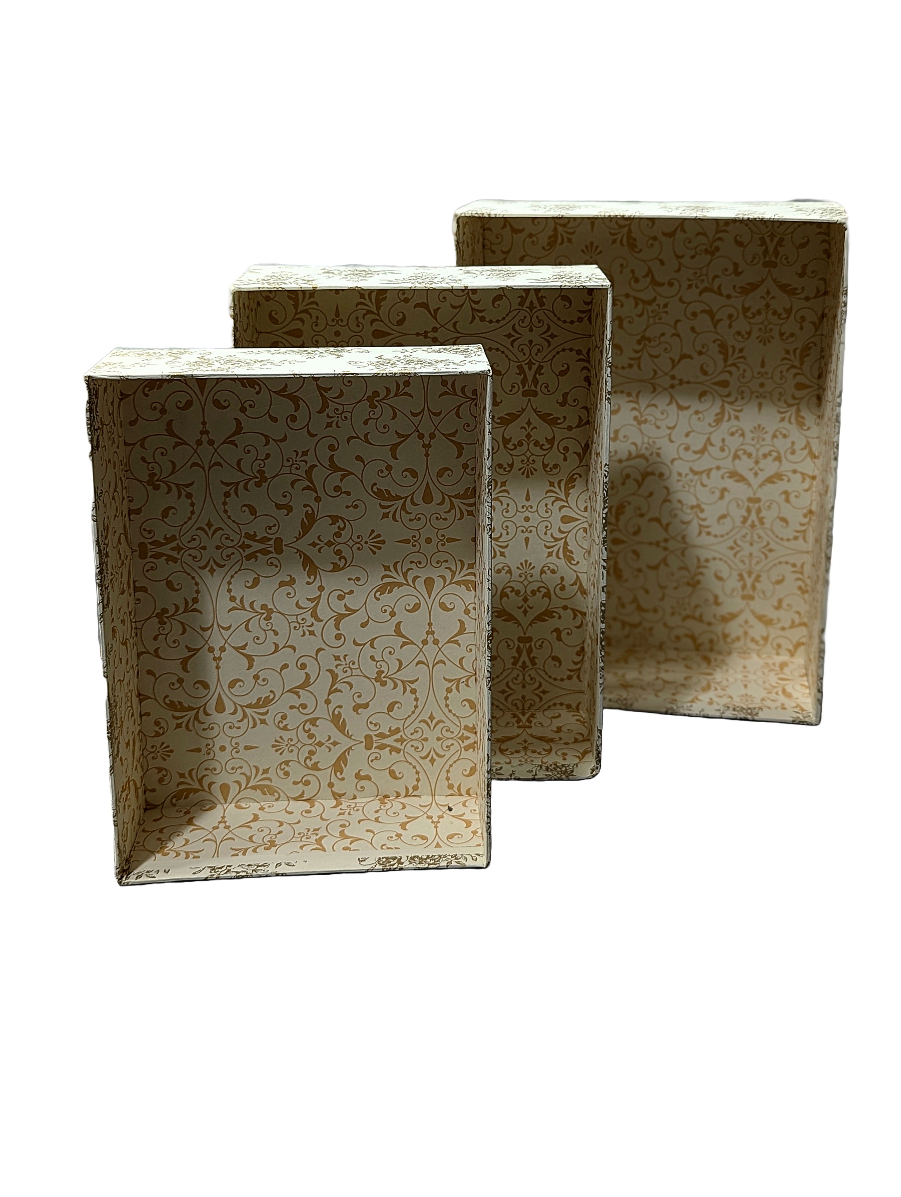 Top Bottom 3pcs Set Cardboard Box with Flower Design (Large)