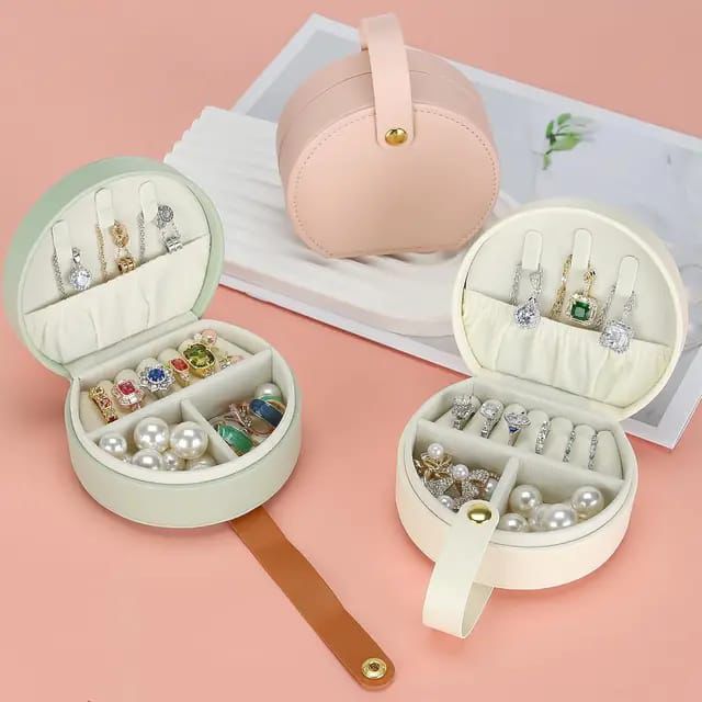 Fashionable Mini Handheld Jewelry Storage Box Round