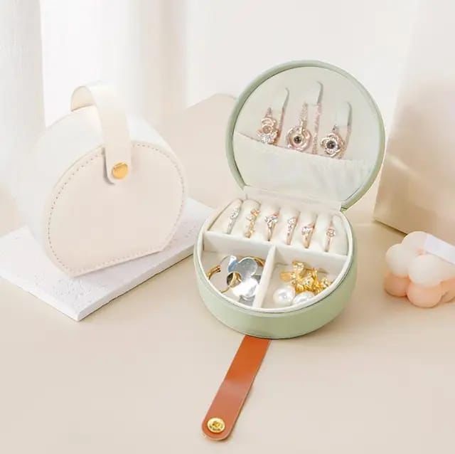 Fashionable Mini Handheld Jewelry Storage Box Round