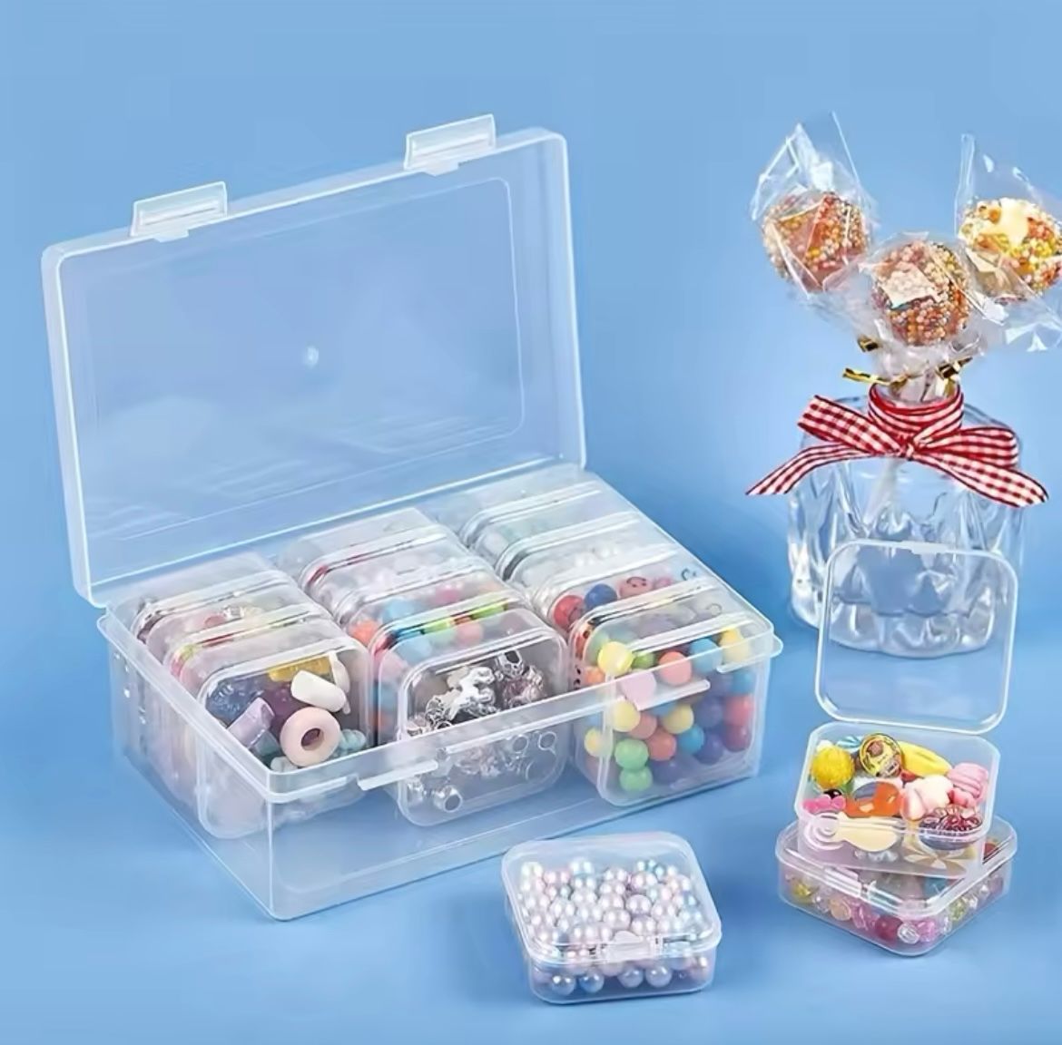 Organizer Box Small Clear Plastic Storage Containers With Hinged Lid For Storage Items