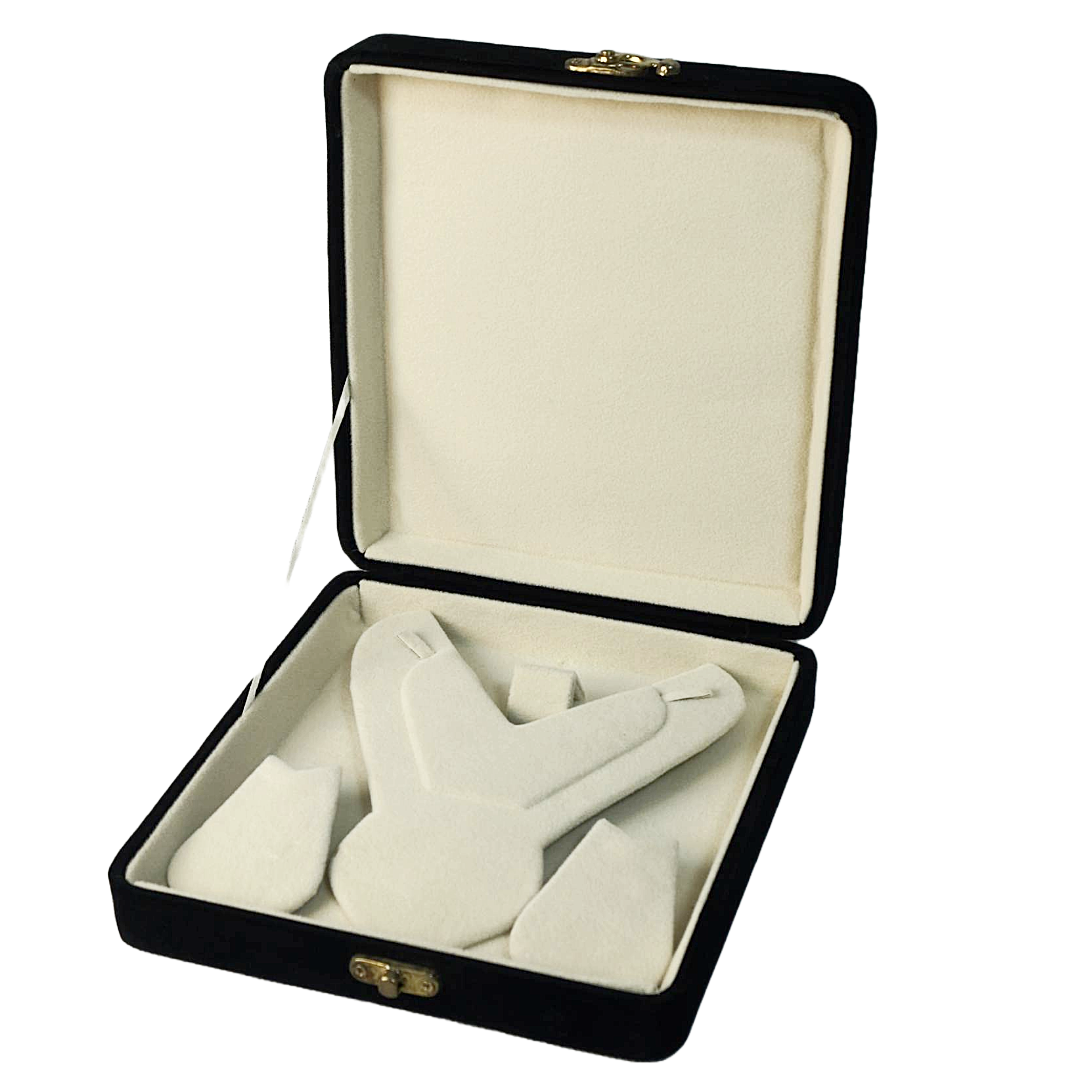Leather & Velvet Black Flower Jewelry Boxes