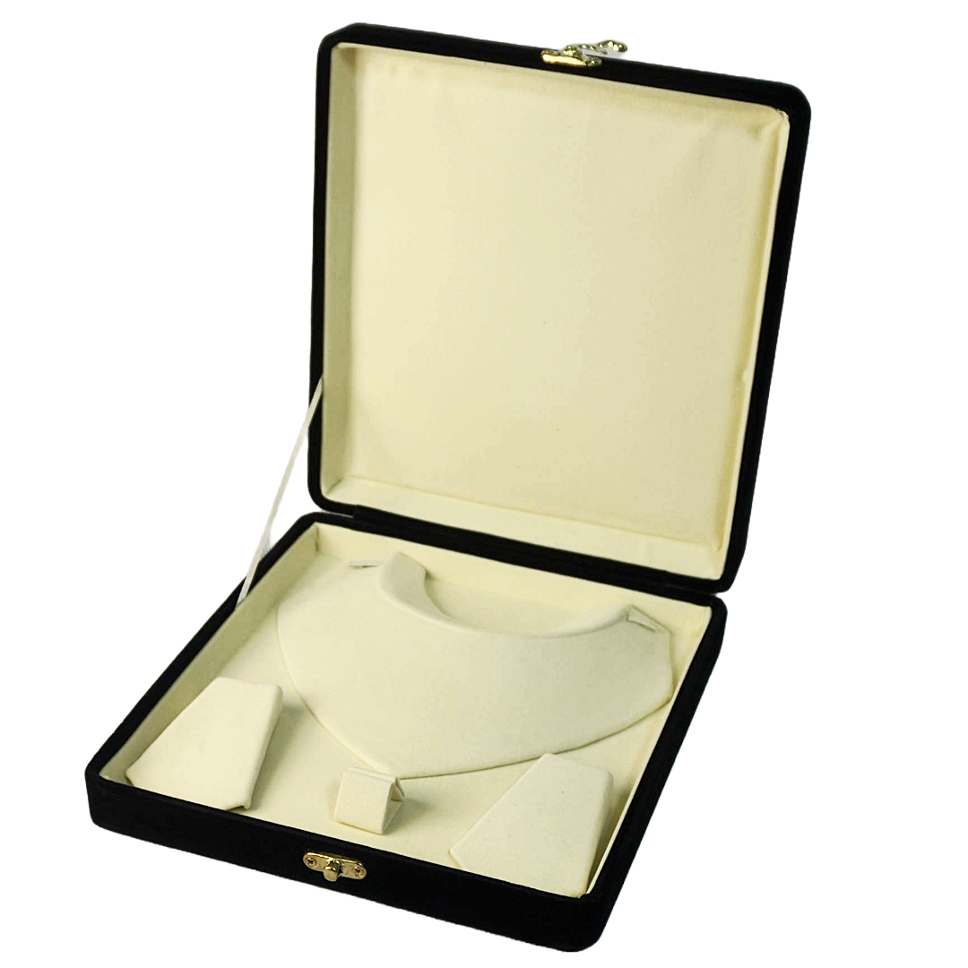 Leather & Velvet Black Flower Jewelry Boxes