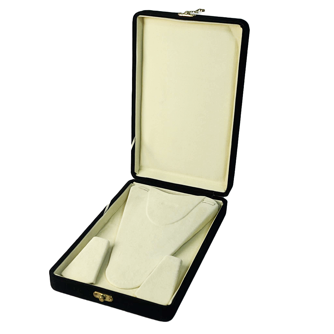 Leather & Velvet Black Flower Jewelry Boxes