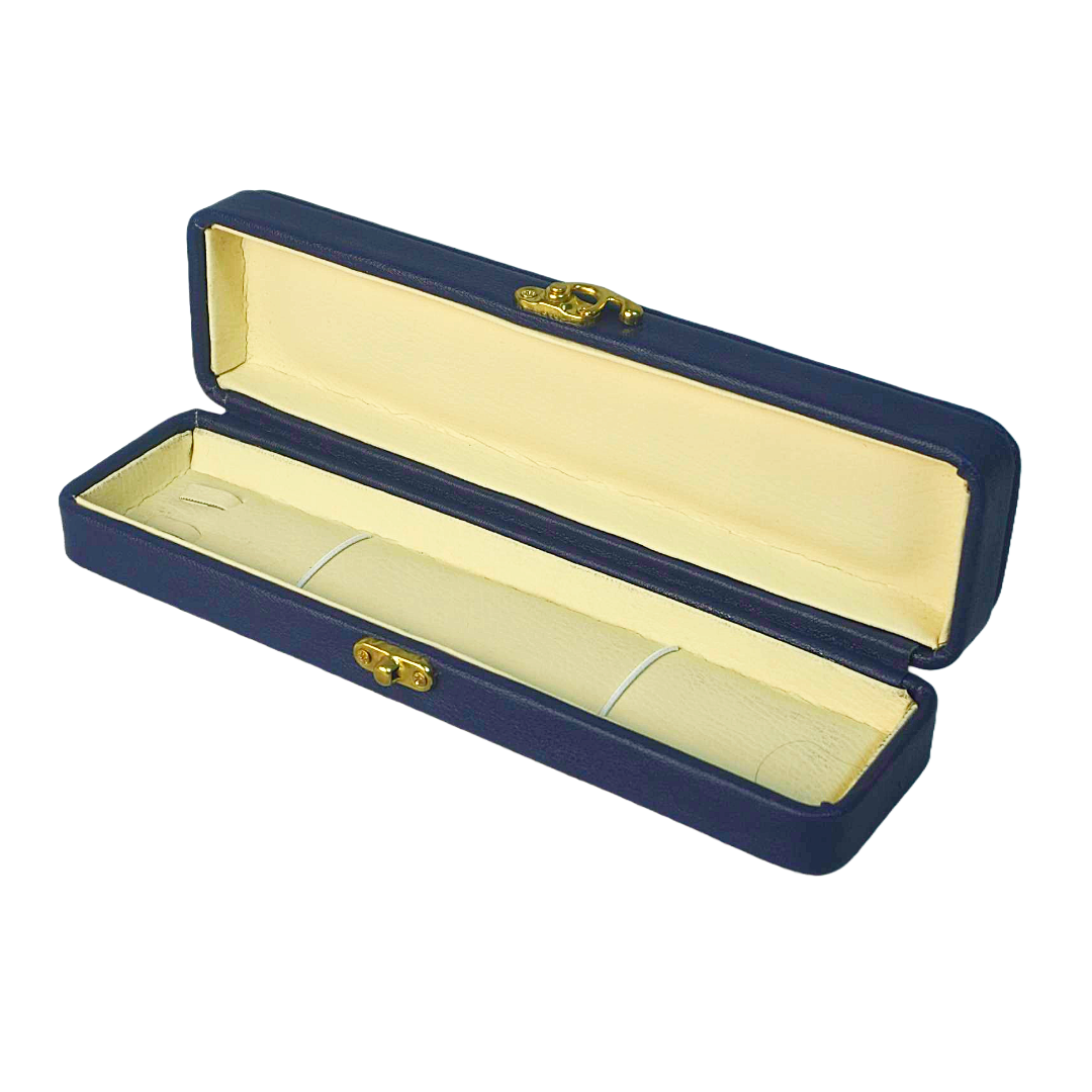 Blue Leather Stitched Top Jewelry Box