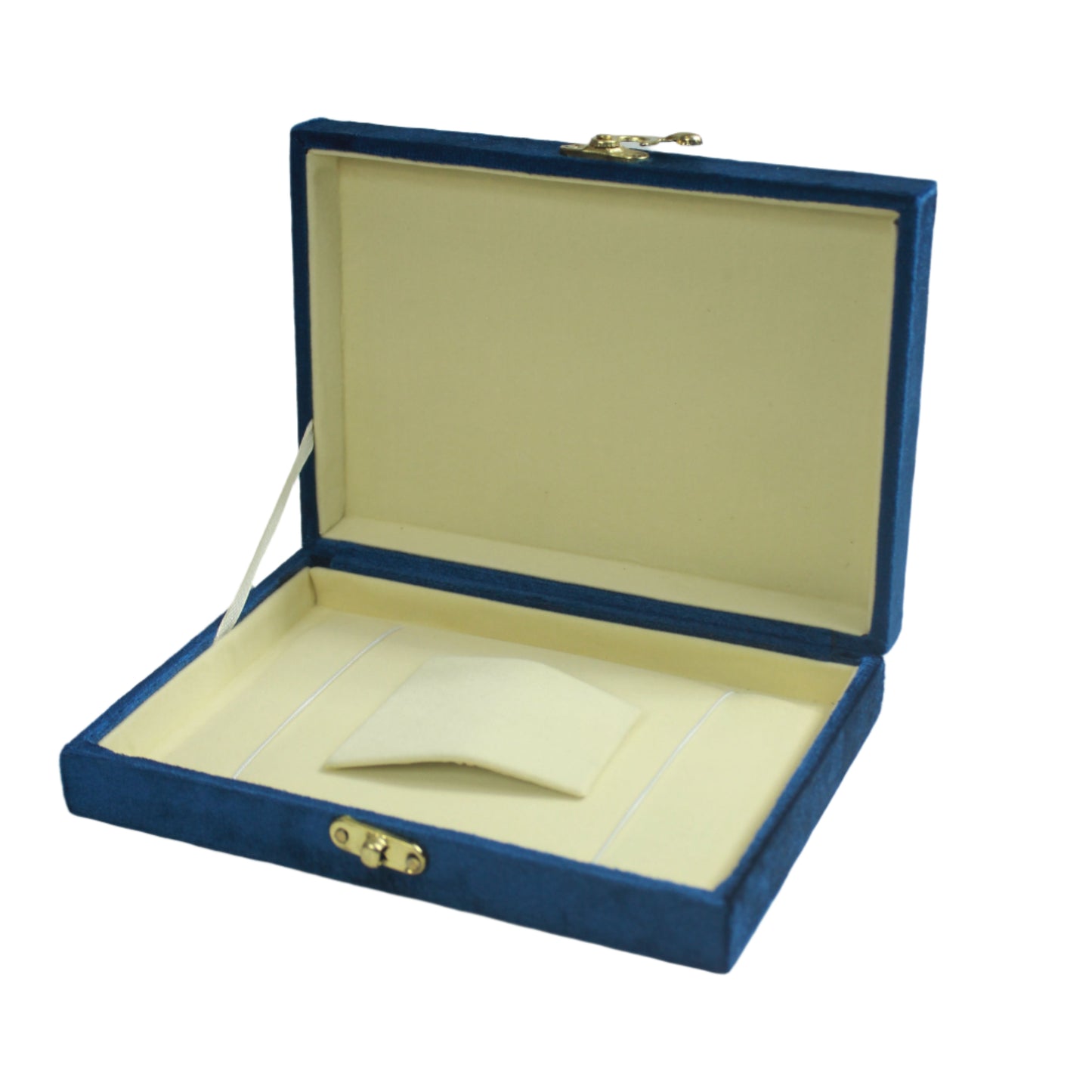 Gold Box Blue Velvet Jewelry Boxes