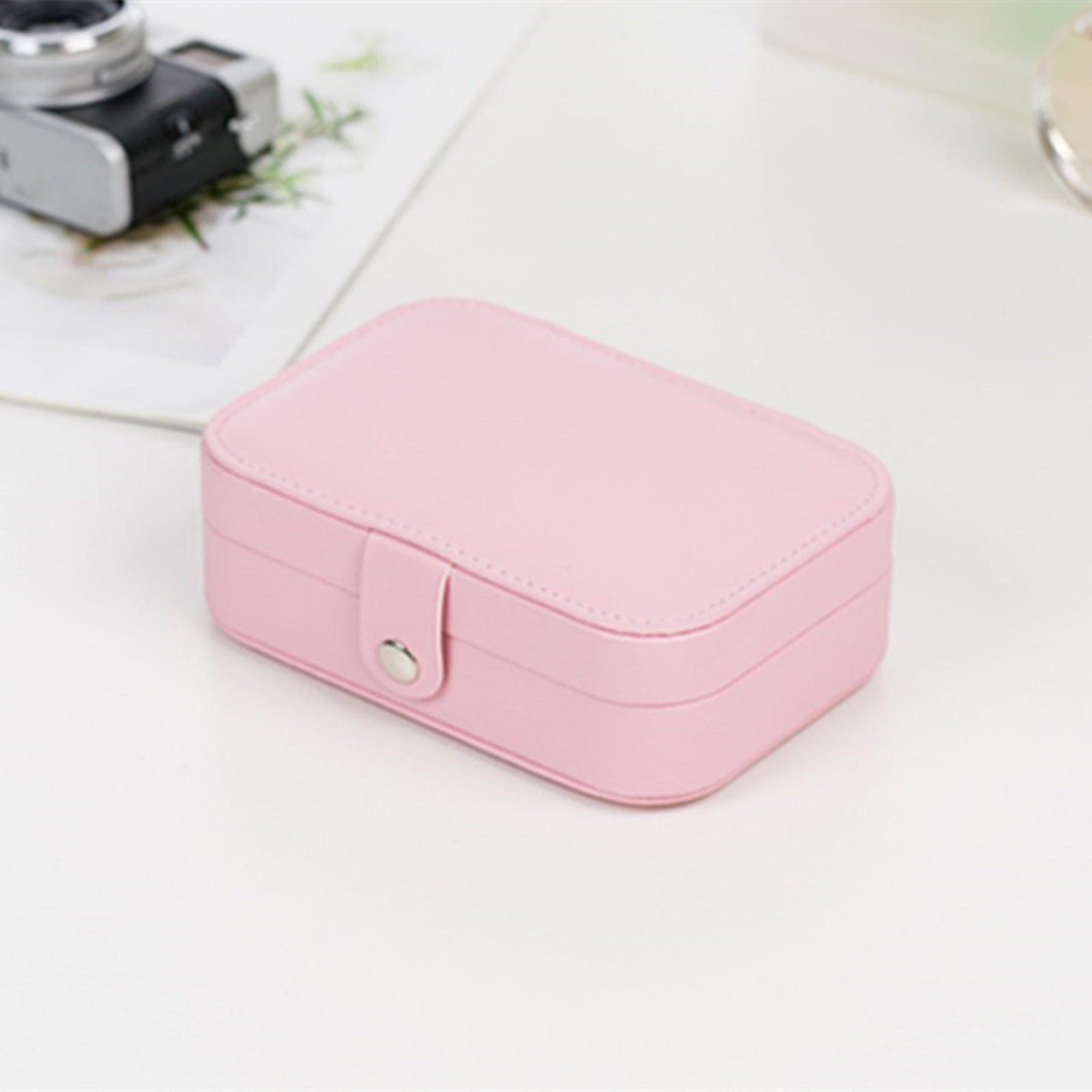 Portable Jewelry Box Jewelry Organizer Display Travel Jewelry Case Boxes Button Leather Storage Zipper