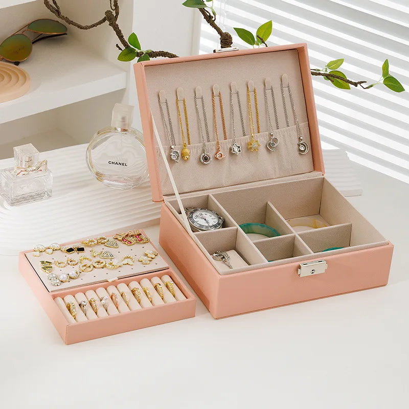 Premier Double Layer Storage Box Leather Jewelry Box